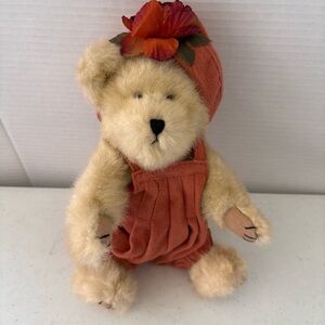 Boyds Bears Plush Bear in Rust Orange Outfit with Floral Hat